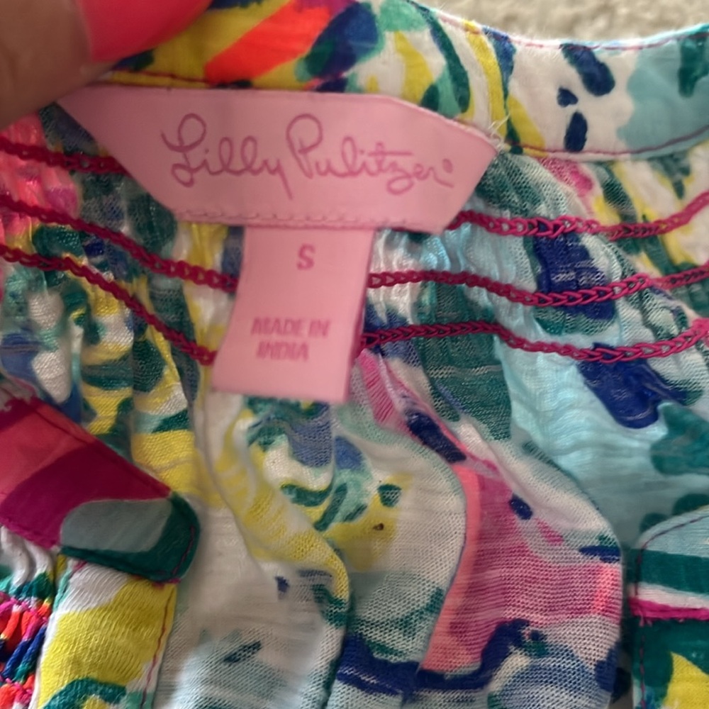 Lilly Pulitzer Pink and Blue Graphic Tank Top - Picture 2 of 3